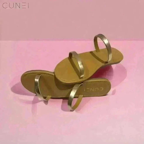Womens Two Strand Golden Flats